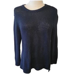 Ann Taylor Blue Zipper Detail Crewneck Sweater Size Medium